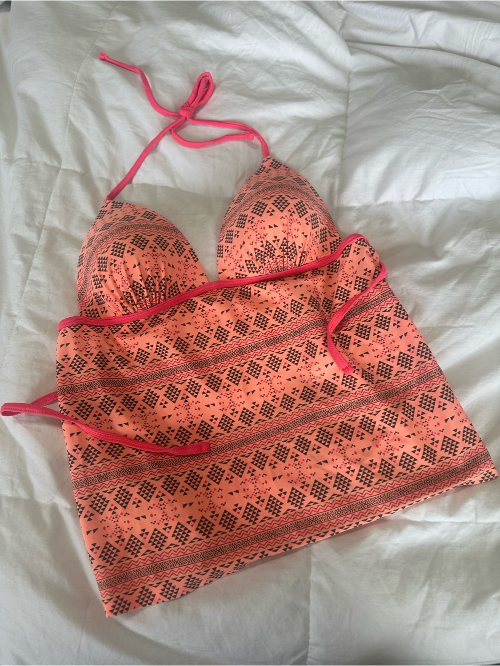 Hula Honey Coral and Black Patterned Tankini Top